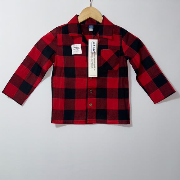 Old navy red plaid pajama shirt boys size 4T NWT - Picture 1 of 7